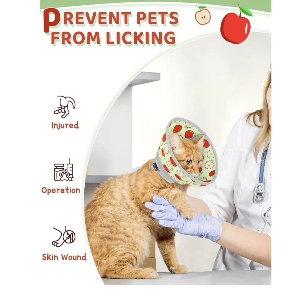 GoGoPaw Soft Adjustable Cat Recovery Collar Lightweight Apples Designed New
